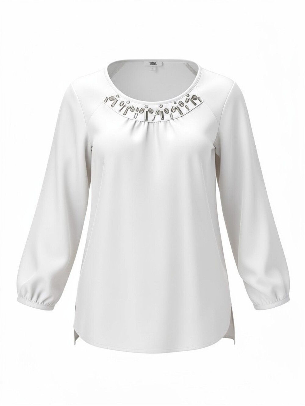 Mexx White Jewel-Neck Long-Sleeve Blouse